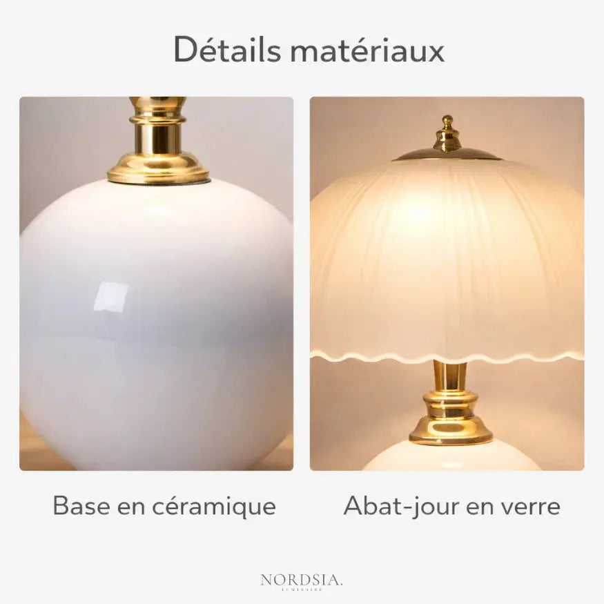 Elvane — Lampe de chevet en céramique et verre