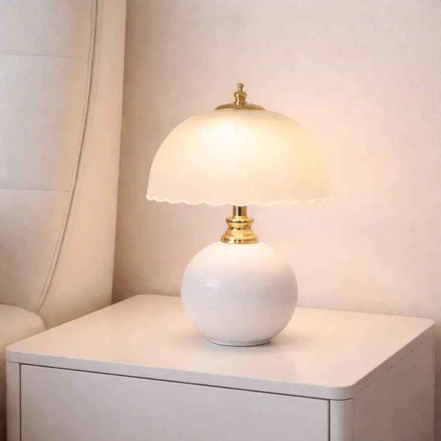 Elvane — Lampe de chevet en céramique et verre