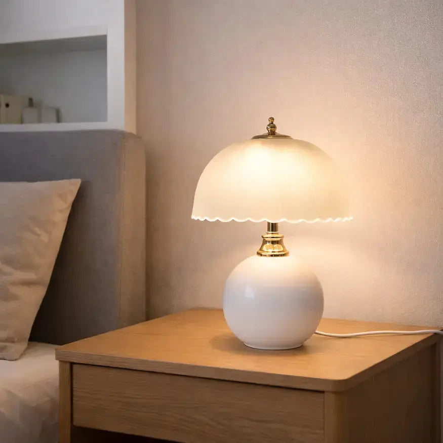 Elvane — Lampe de chevet en céramique et verre