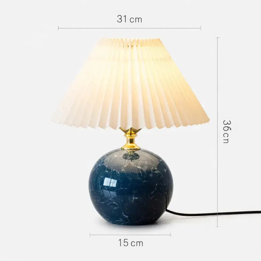 Norvyn — Lampe de chevet céramique et tissu plissé