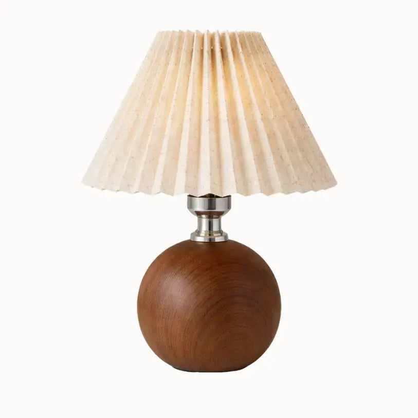 Aéris — Lampe de chevet bois massif et tissu plissé
