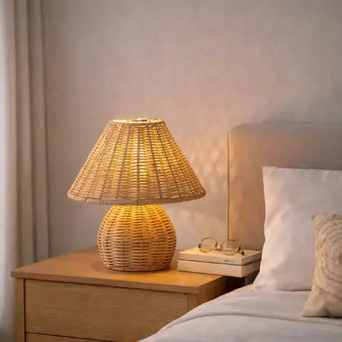 Yunia — Lampe de chevet en bambou tressé naturel