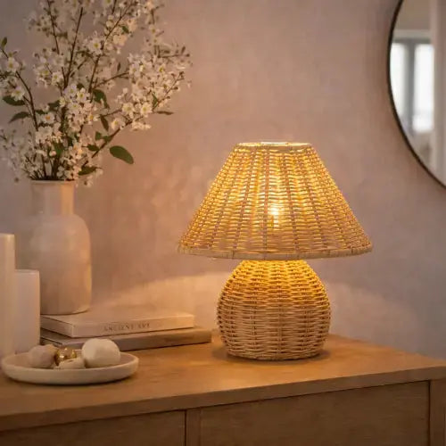 Yunia — Lampe de chevet en bambou tressé naturel
