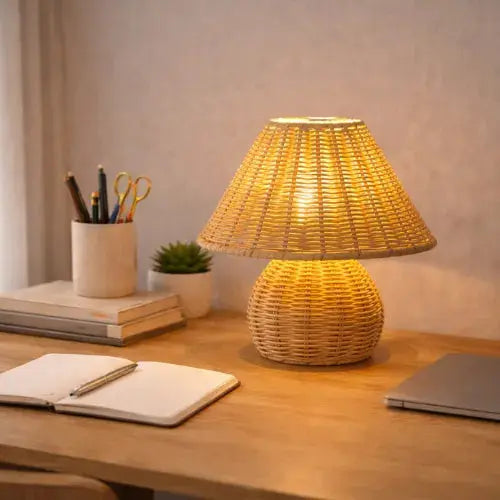 Yunia — Lampe de chevet en bambou tressé naturel