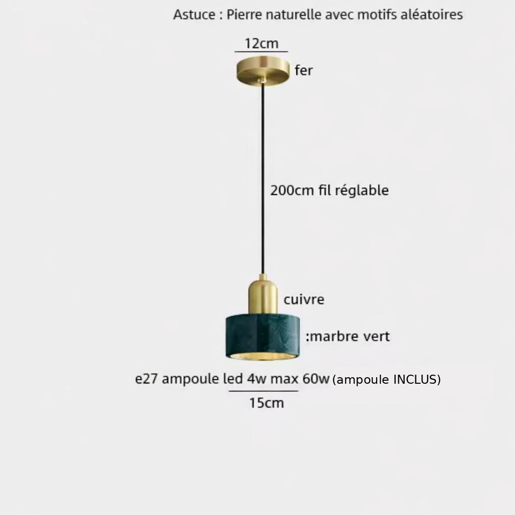 Marbréa — Suspension en marbre véritable