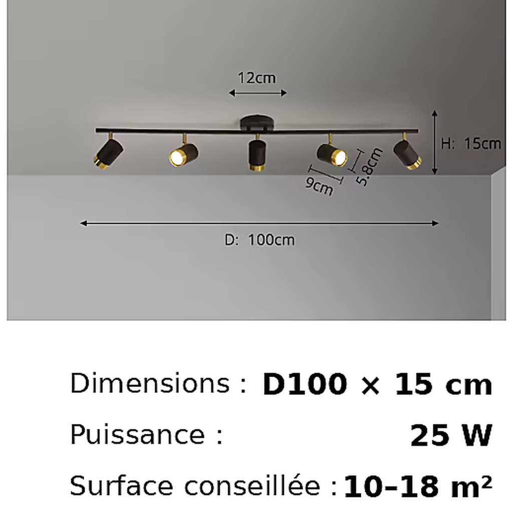 Atelia — Plafonnier rail à spots orientables