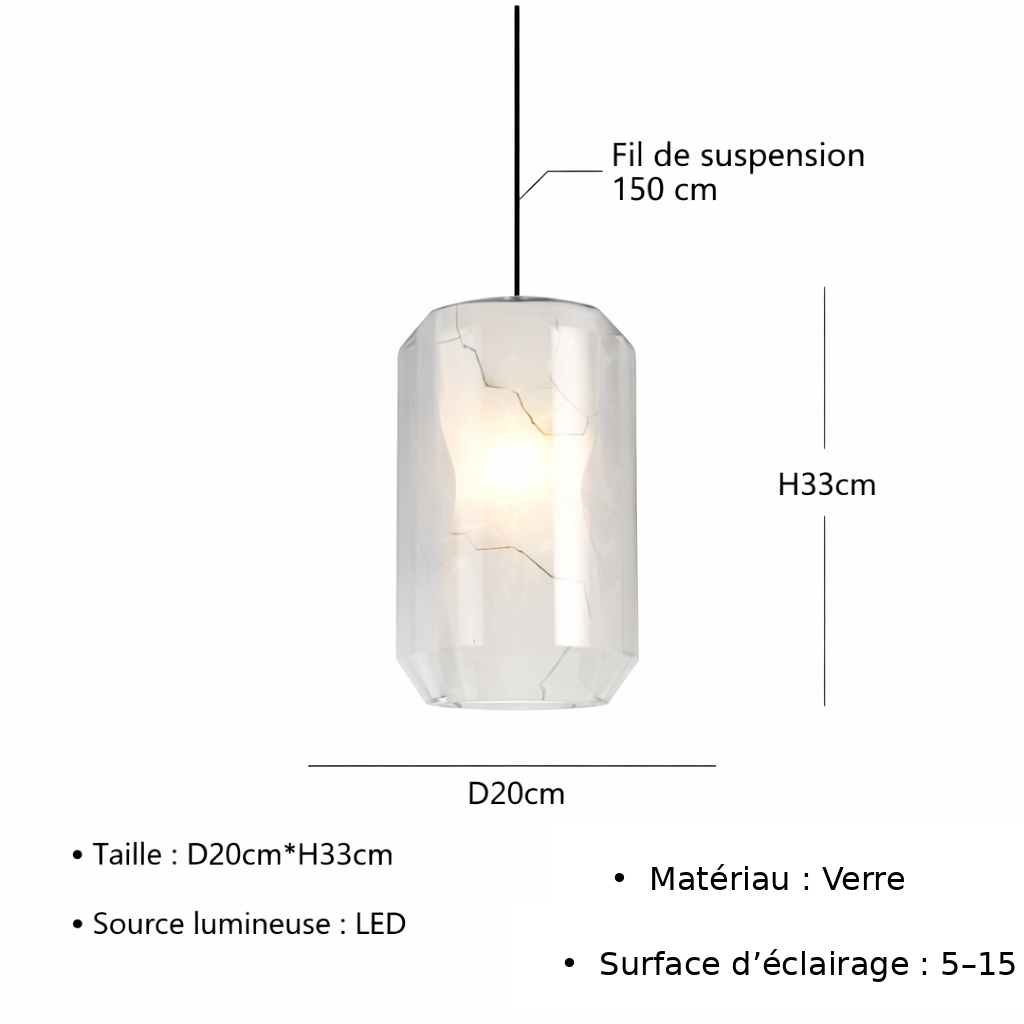 Vitralia — Suspension prisme en verre et marbre