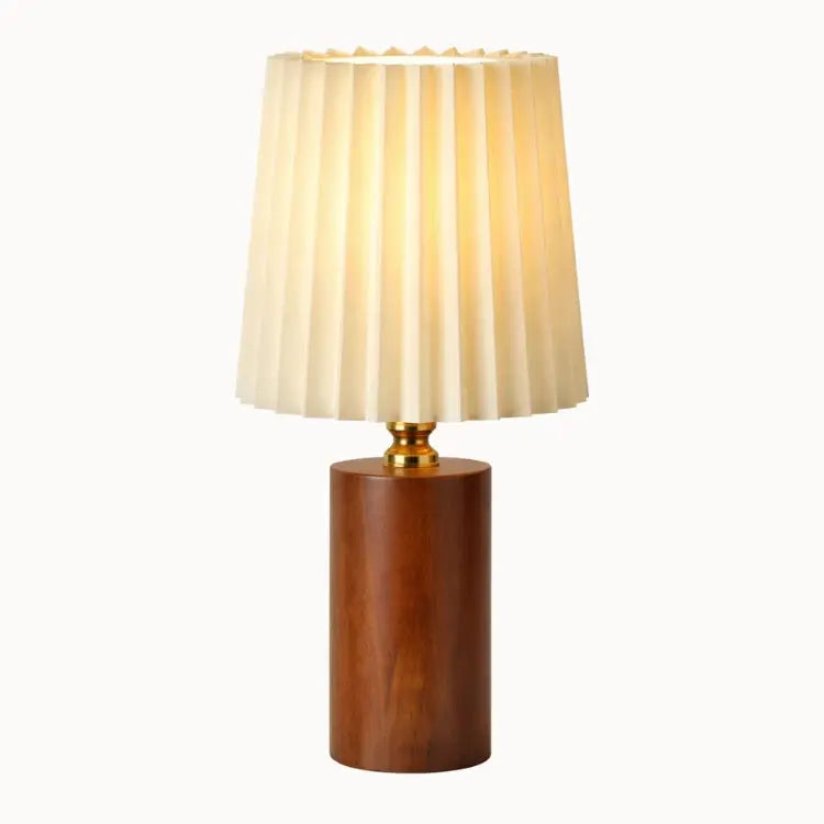 Liora — Lampe à poser en bois à abat-jour plissé