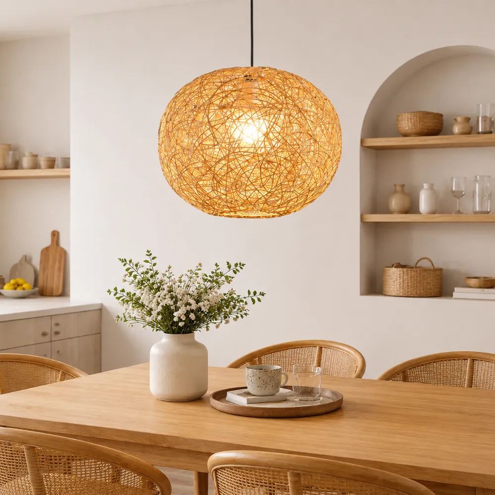Nidalia — Suspension boule en rotin et bambou