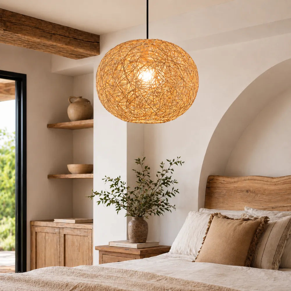 Nidalia — Suspension boule en rotin et bambou