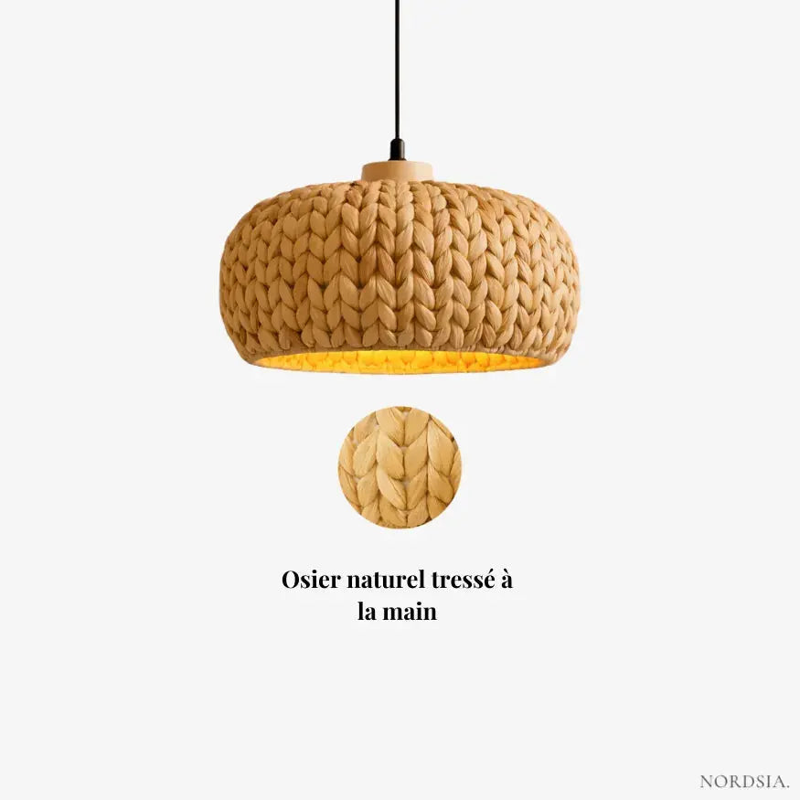 Salicia — Suspension cylindre en osier tressé