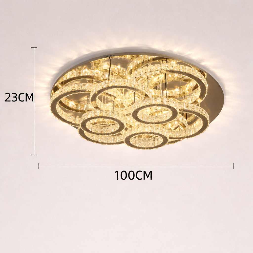 Solvane — Plafonnier LED en cristal doré