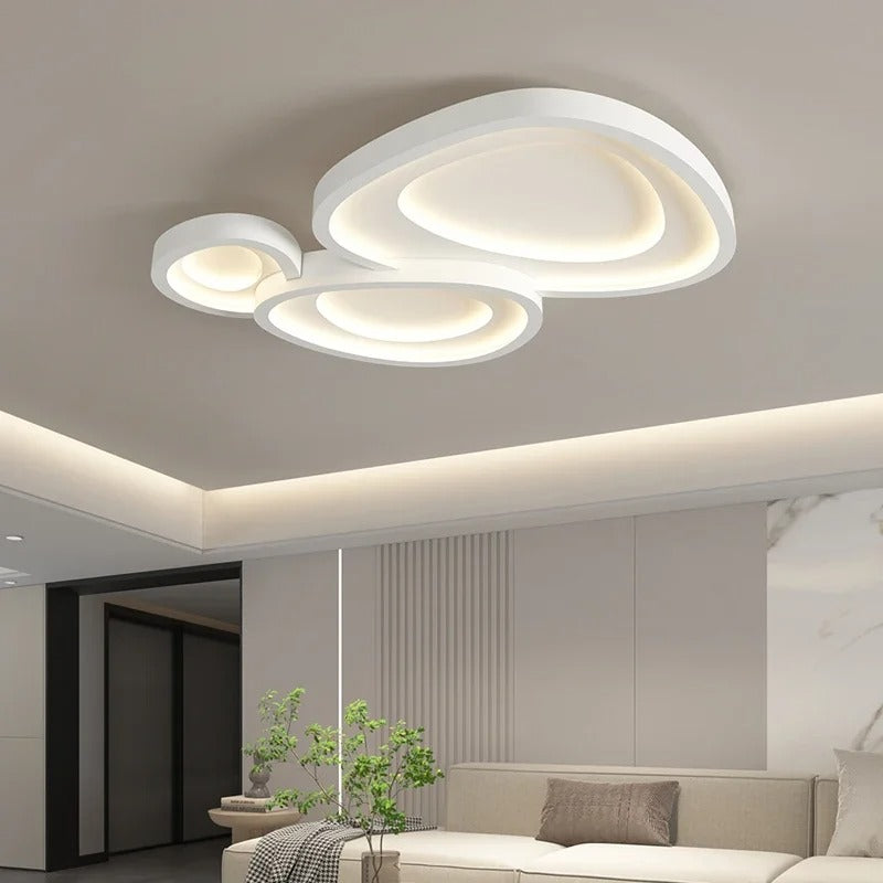 Plafonnier Minimaliste Blanc pour Salon – Modèle Bergen (DIMOREE)