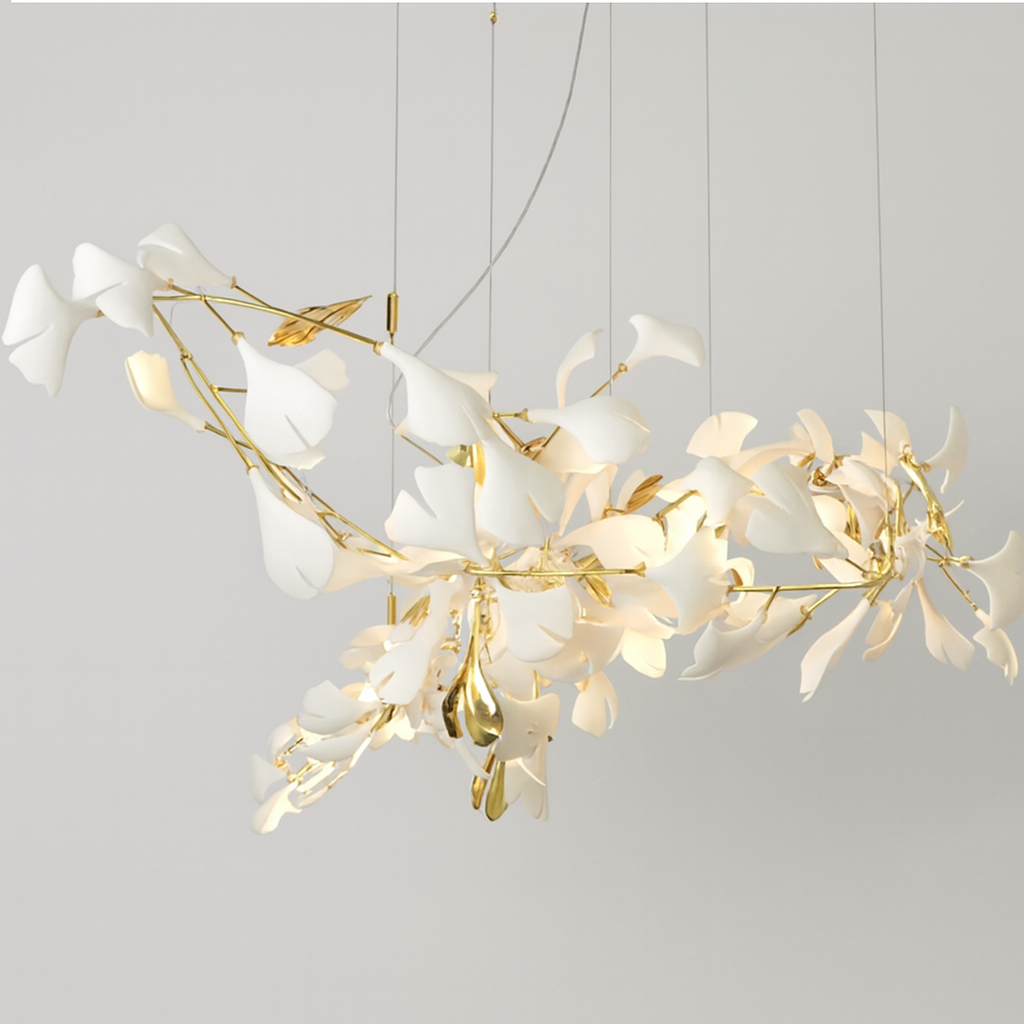 Lisera — Lustre branches cuivre et fleurs de verre