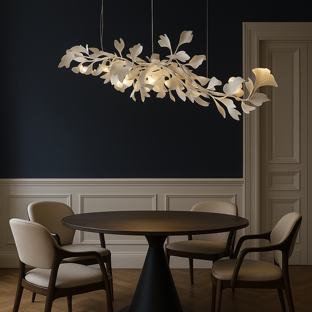 Lisera — Lustre branches cuivre et fleurs de verre
