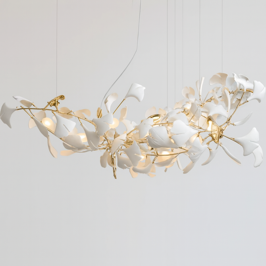 Lisera — Lustre branches cuivre et fleurs de verre