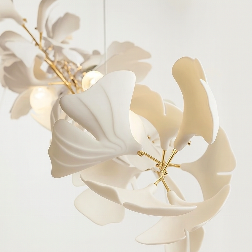 Lisera — Lustre branches cuivre et fleurs de verre