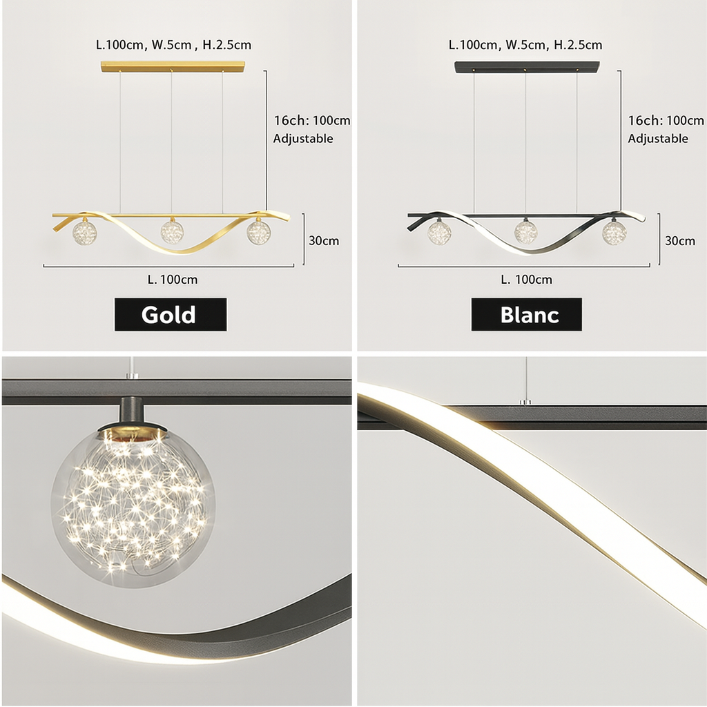 Ravella — Suspension trois globes de verre étoilé