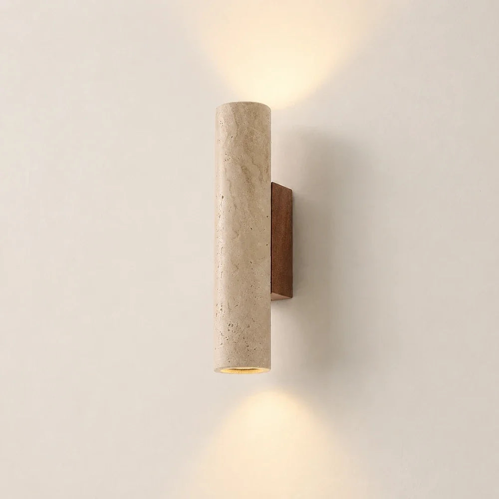 Mysane — Applique verticale en travertin et bois