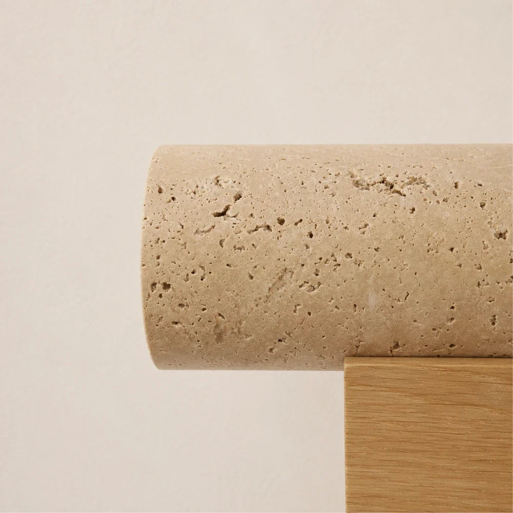 Mysane — Applique verticale en travertin et bois