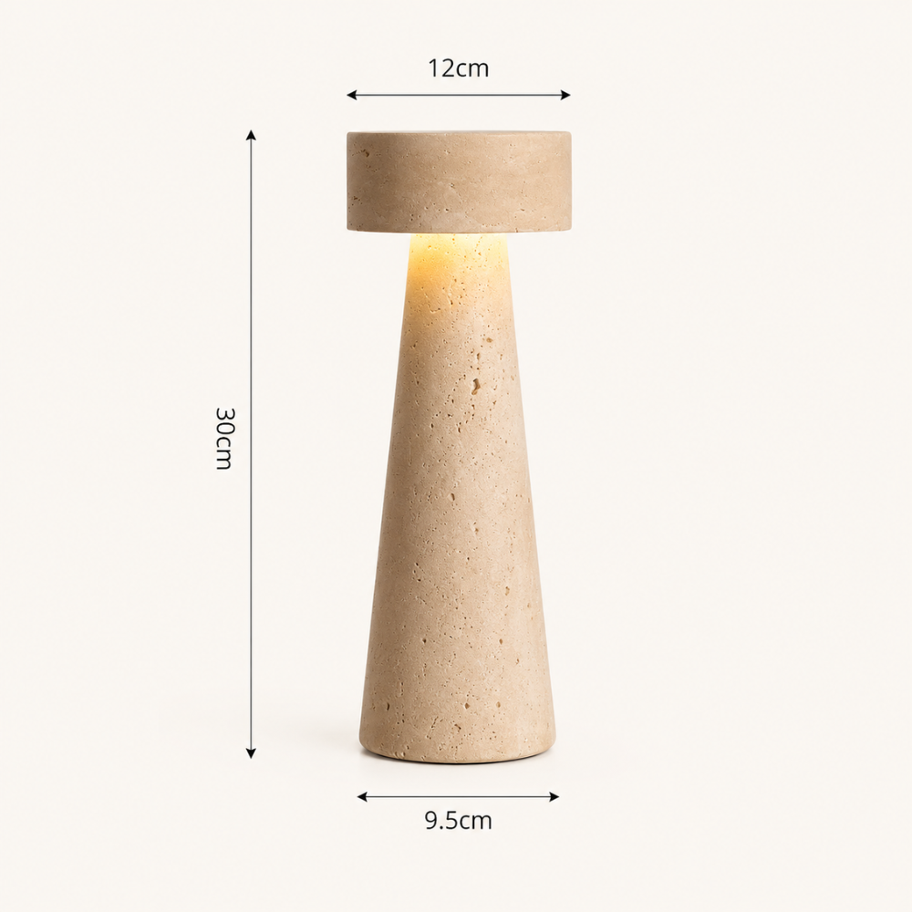 Nerina — Lampe à poser LED en travertin naturel