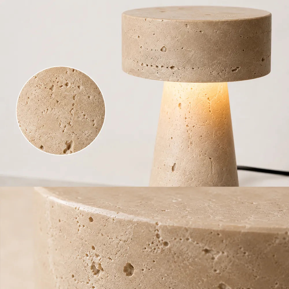 Nerina — Lampe à poser LED en travertin naturel