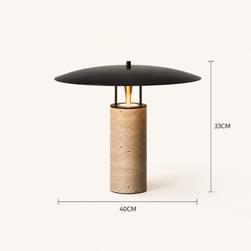 Nomia — Lampe sculpturale en travertin naturel