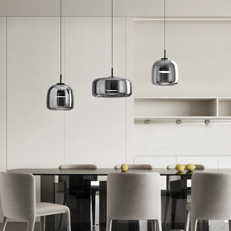Suspension LED en Verre Teinté et Cuivre – Modèle Ambréa (DIMOREE)