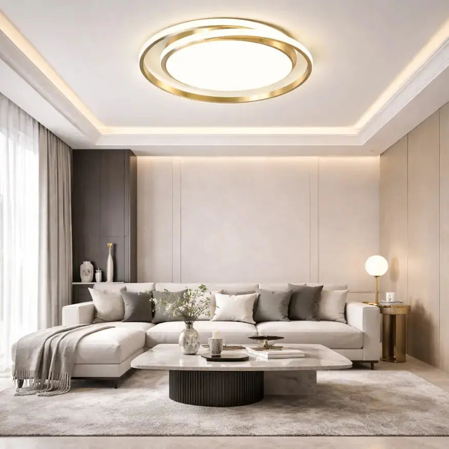 Noréa — Plafonnier LED circulaire finition dorée