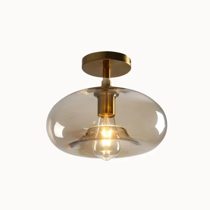 Luno — Plafonnier compact en verre et métal doré