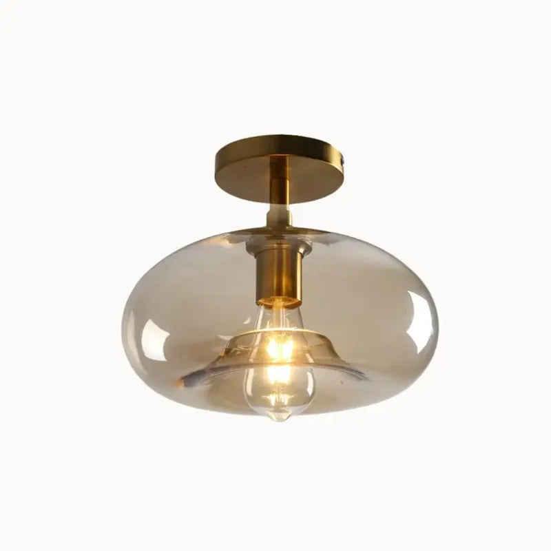 Luno — Plafonnier compact en verre et métal doré
