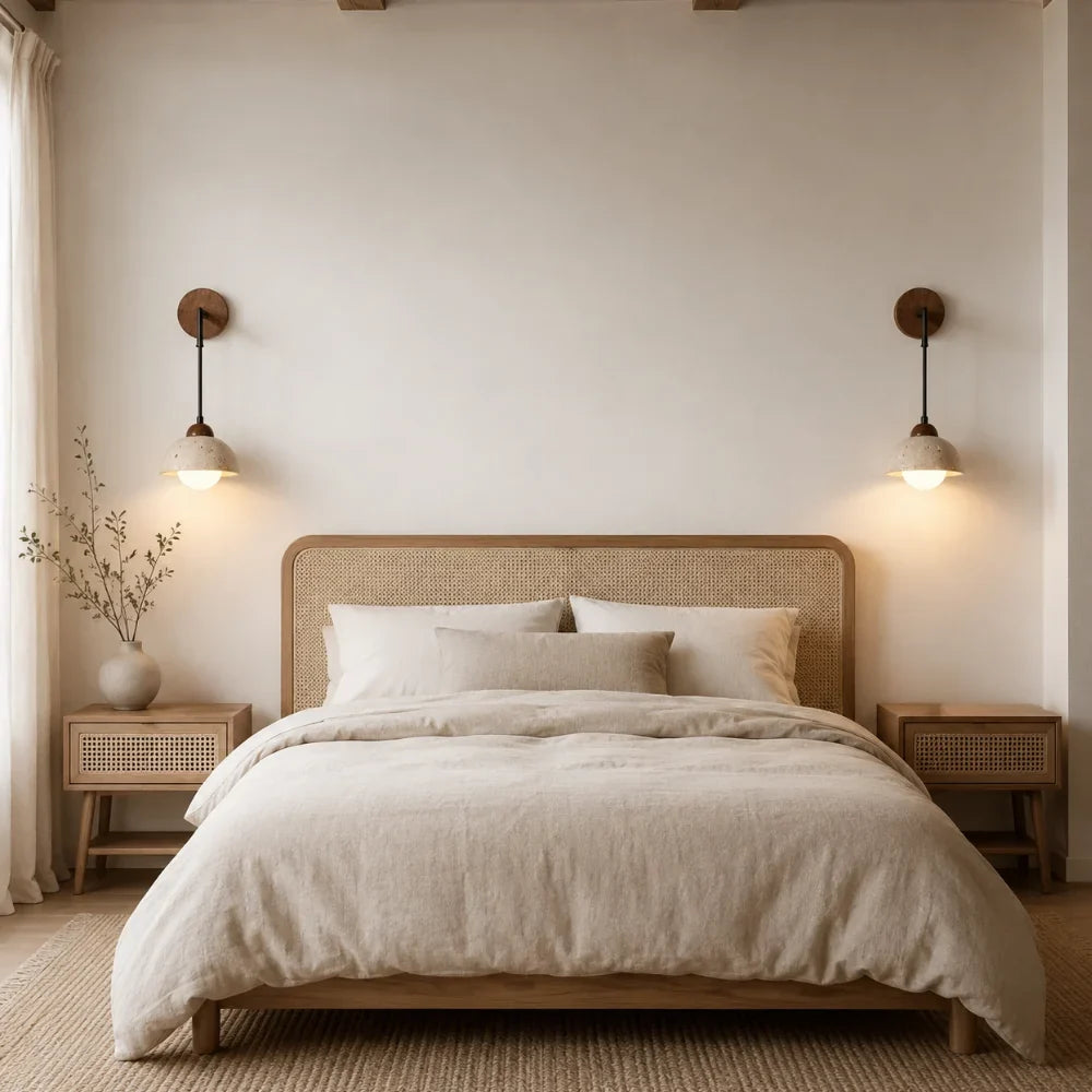 Pietrina — Applique minimaliste en travertin et bois