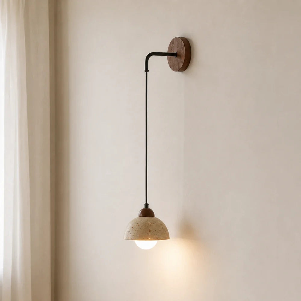 Pietrina — Applique minimaliste en travertin et bois