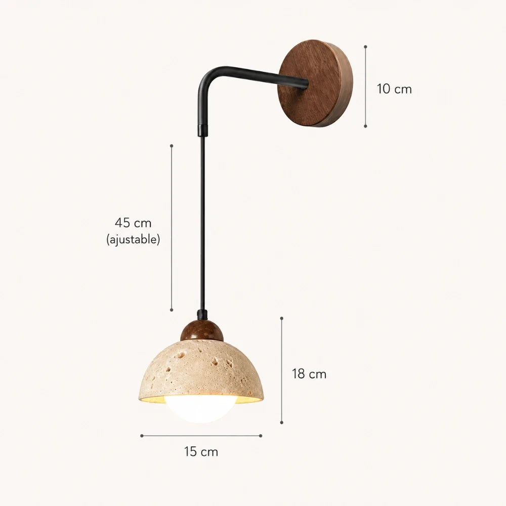 Pietrina — Applique minimaliste en travertin et bois