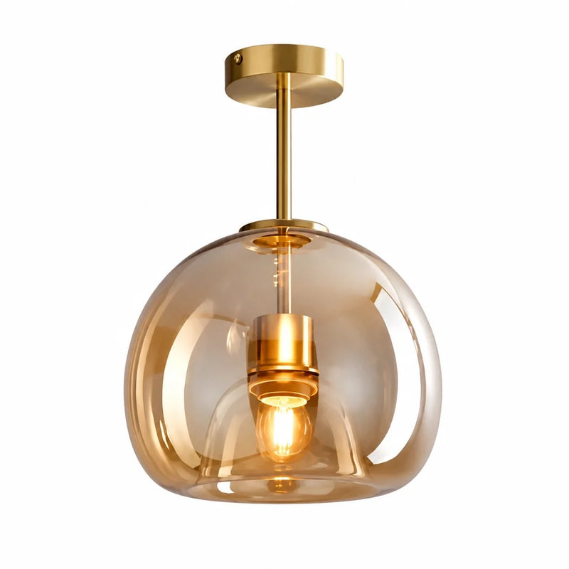 Topazia — Plafonnier globe en verre ambré