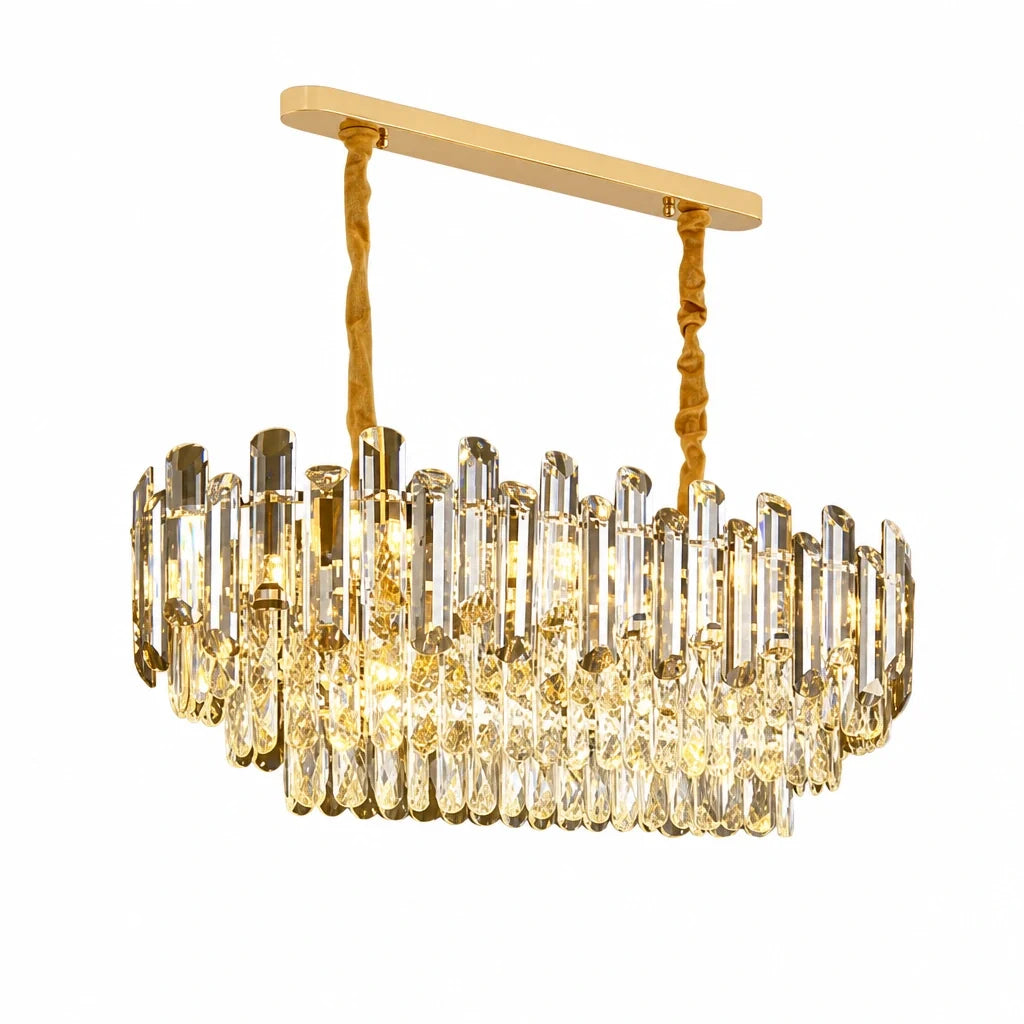 Lustre Linéaire à Pampilles de Cristal – Modèle Ruscella (LA MAISON CLARTE)