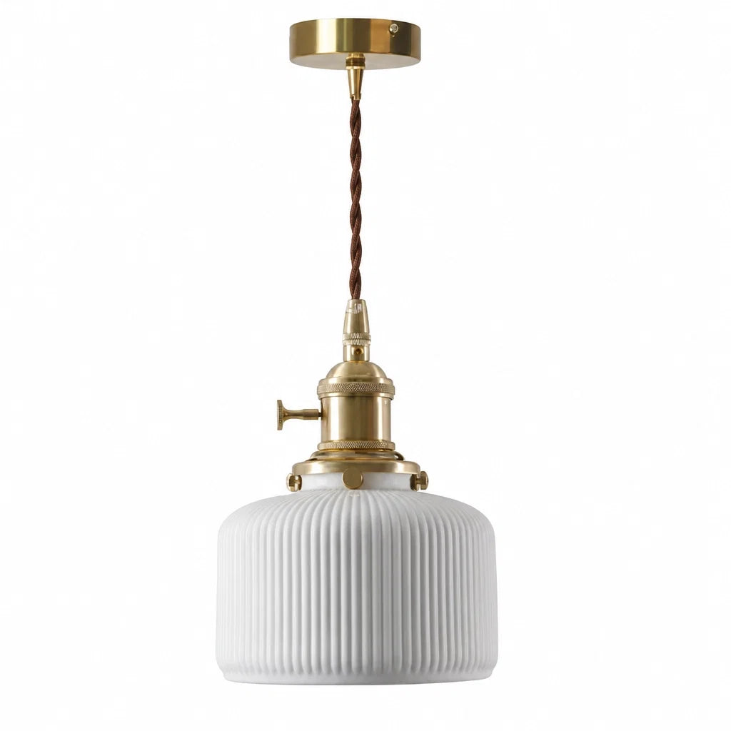 Suspension Céramique Blanche Cannelée – Modèle Bianca (LA MAISON CLARTE)