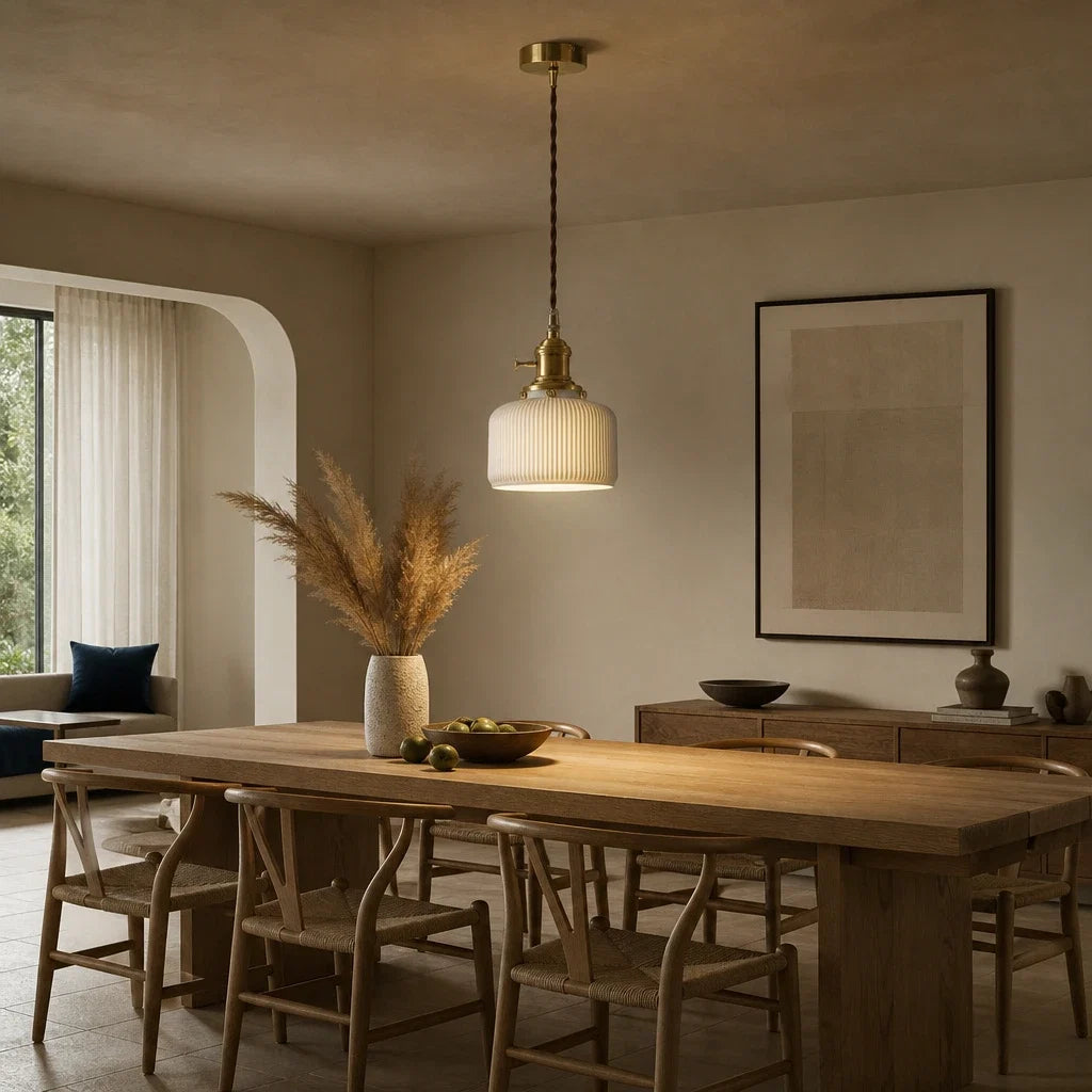 Suspension Céramique Blanche Cannelée – Modèle Bianca (LA MAISON CLARTE)