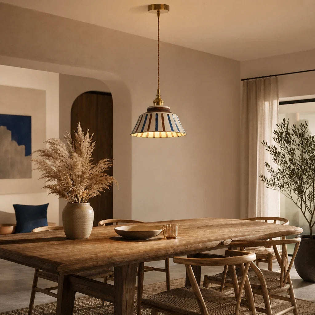 Suspension Céramique Rayée Peinte à la Main – Modèle Sorrenta (LA MAISON CLARTE)