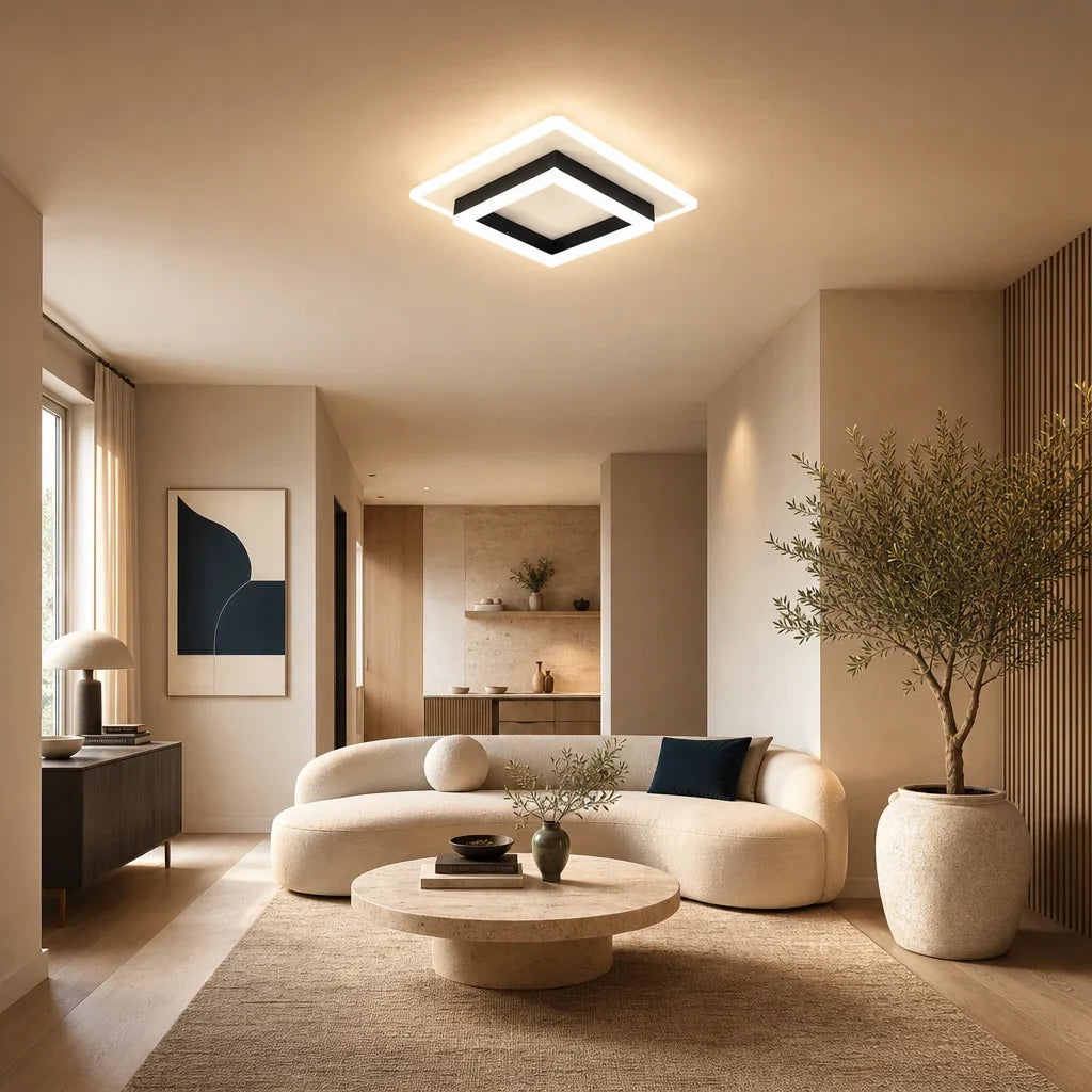 Plafonnier LED Carré à Double Cadre – Modèle Cadrina (LA MAISON CLARTE)