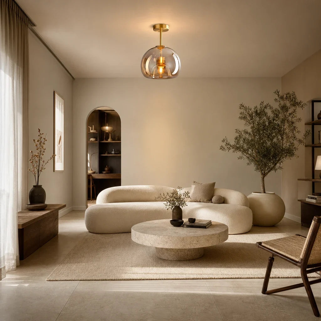 Plafonnier Globe en Verre Ambré – Modèle Topazia (LA MAISON CLARTE)