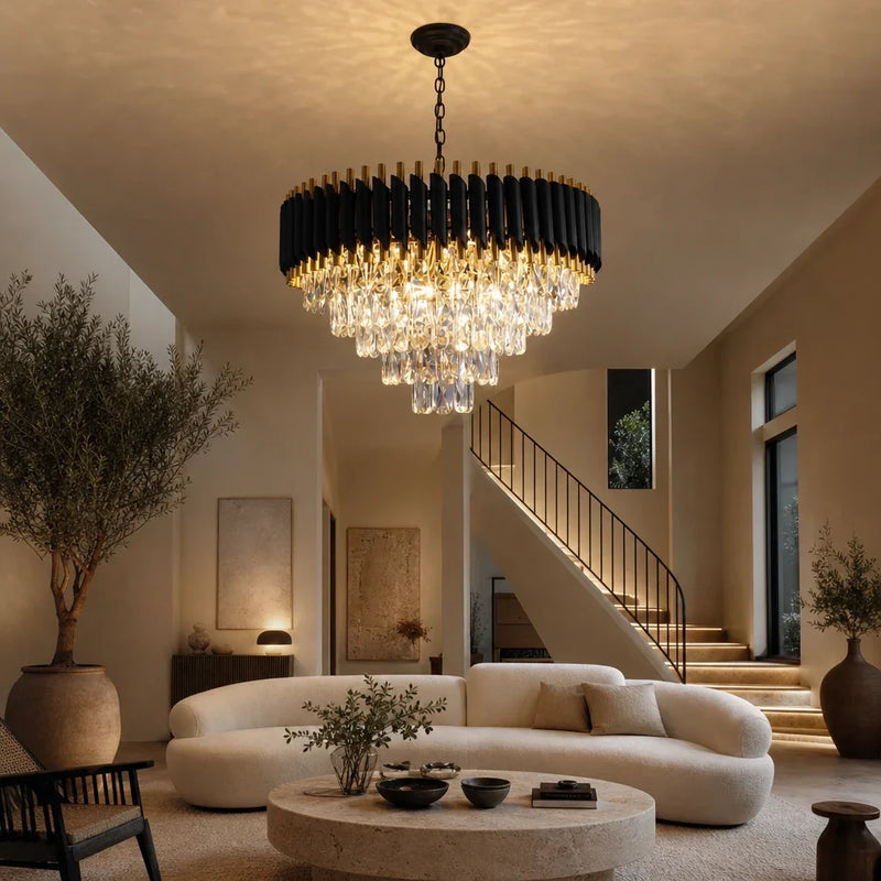 Nocturna — Lustre à pampilles noir et or dimmable