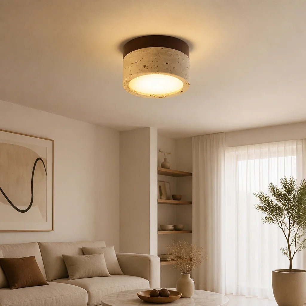 Plafonnier LED en Pierre Travertin – Modèle Ostuna (LA MAISON CLARTE)