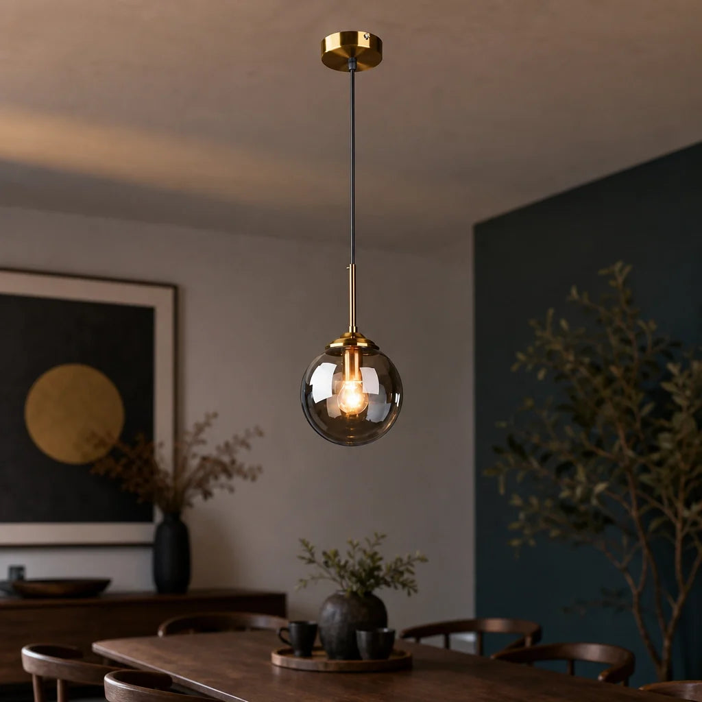 Suspension Boule en Verre Fumé – Modèle Nebbia (LA MAISON CLARTE)