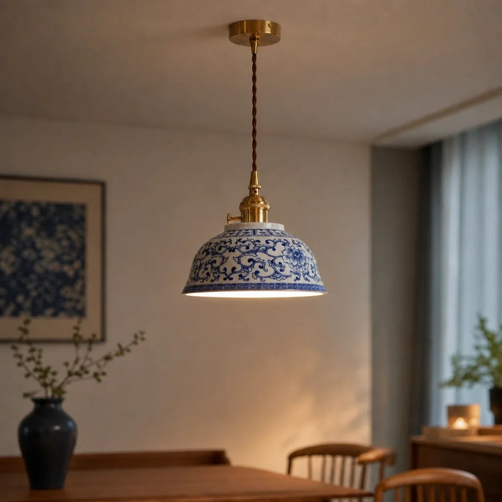 Suspension en Porcelaine Peinte Main – Modèle Azurine (LA MAISON CLARTE)
