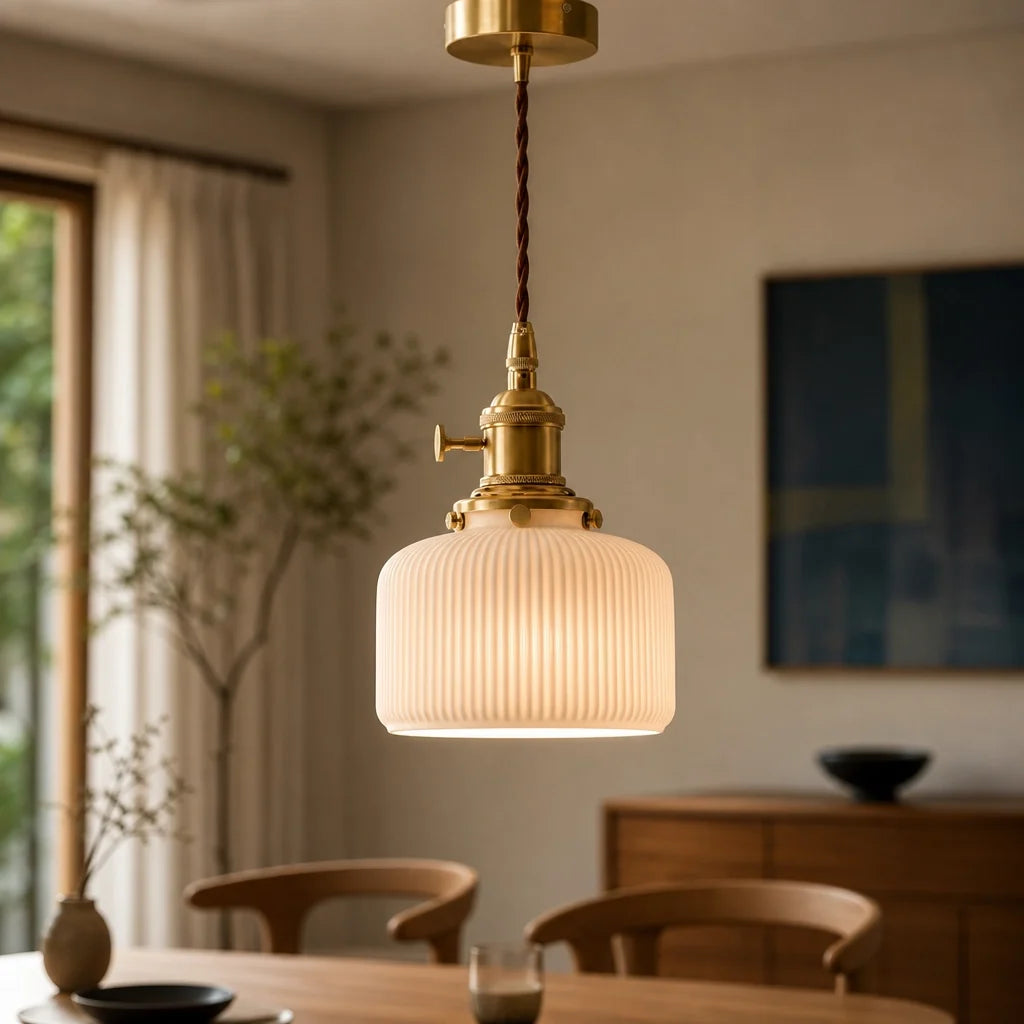 Suspension Céramique Blanche Cannelée – Modèle Bianca (LA MAISON CLARTE)