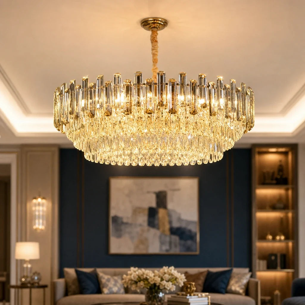 Grand Lustre Couronne en Cristal K9 – Modèle Aurentia (LA MAISON CLARTE)