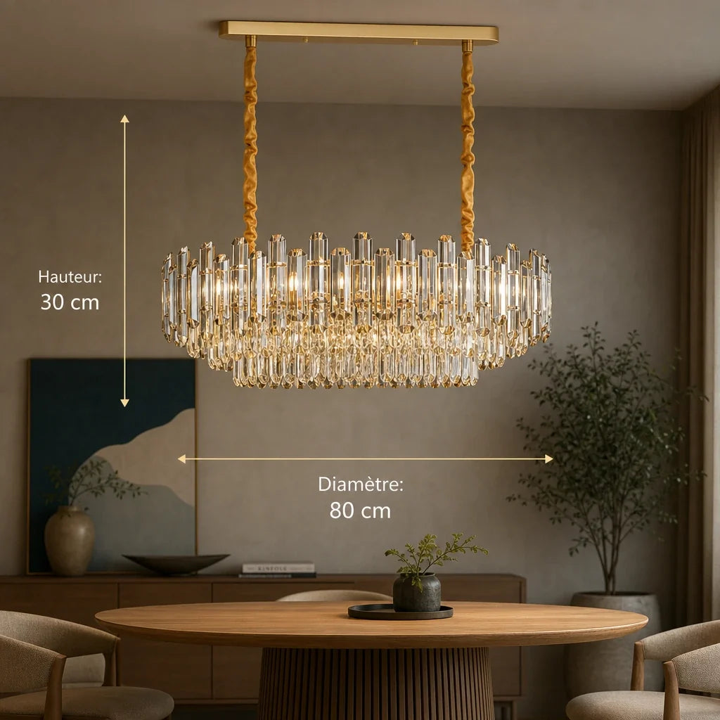 Lustre Linéaire à Pampilles de Cristal – Modèle Ruscella (LA MAISON CLARTE)