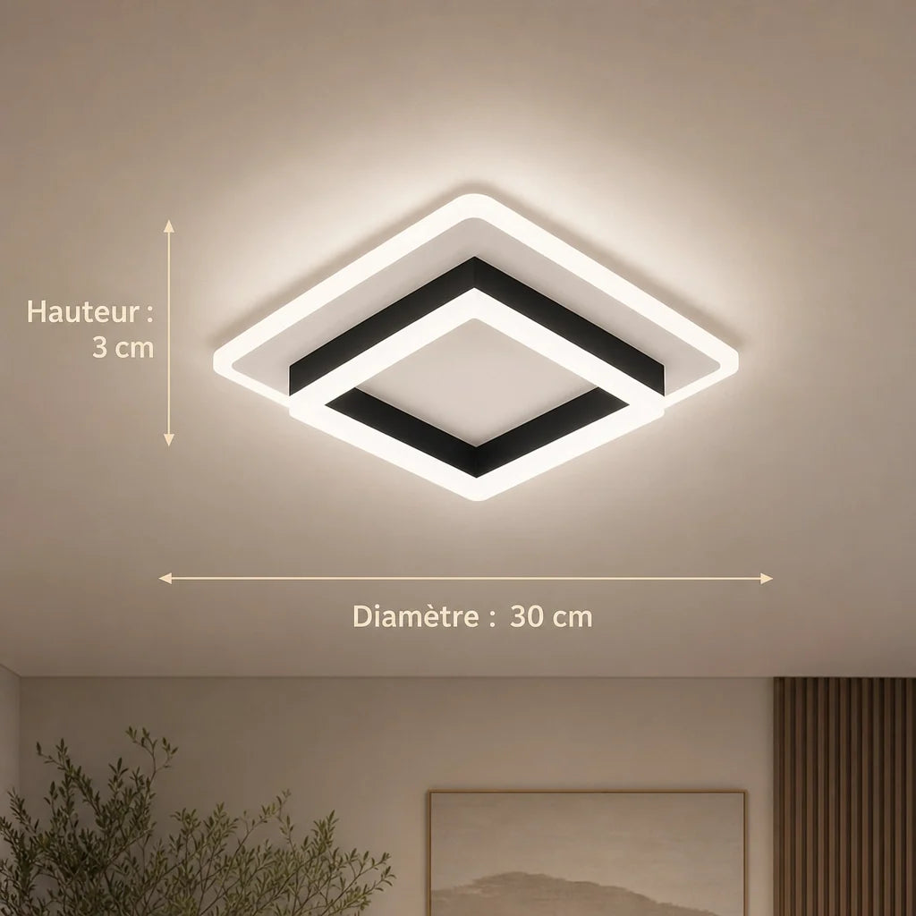 Plafonnier LED Carré à Double Cadre – Modèle Cadrina (LA MAISON CLARTE)
