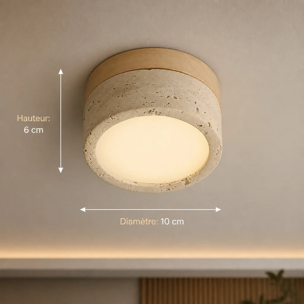 Plafonnier LED en Pierre Travertin – Modèle Ostuna (LA MAISON CLARTE)